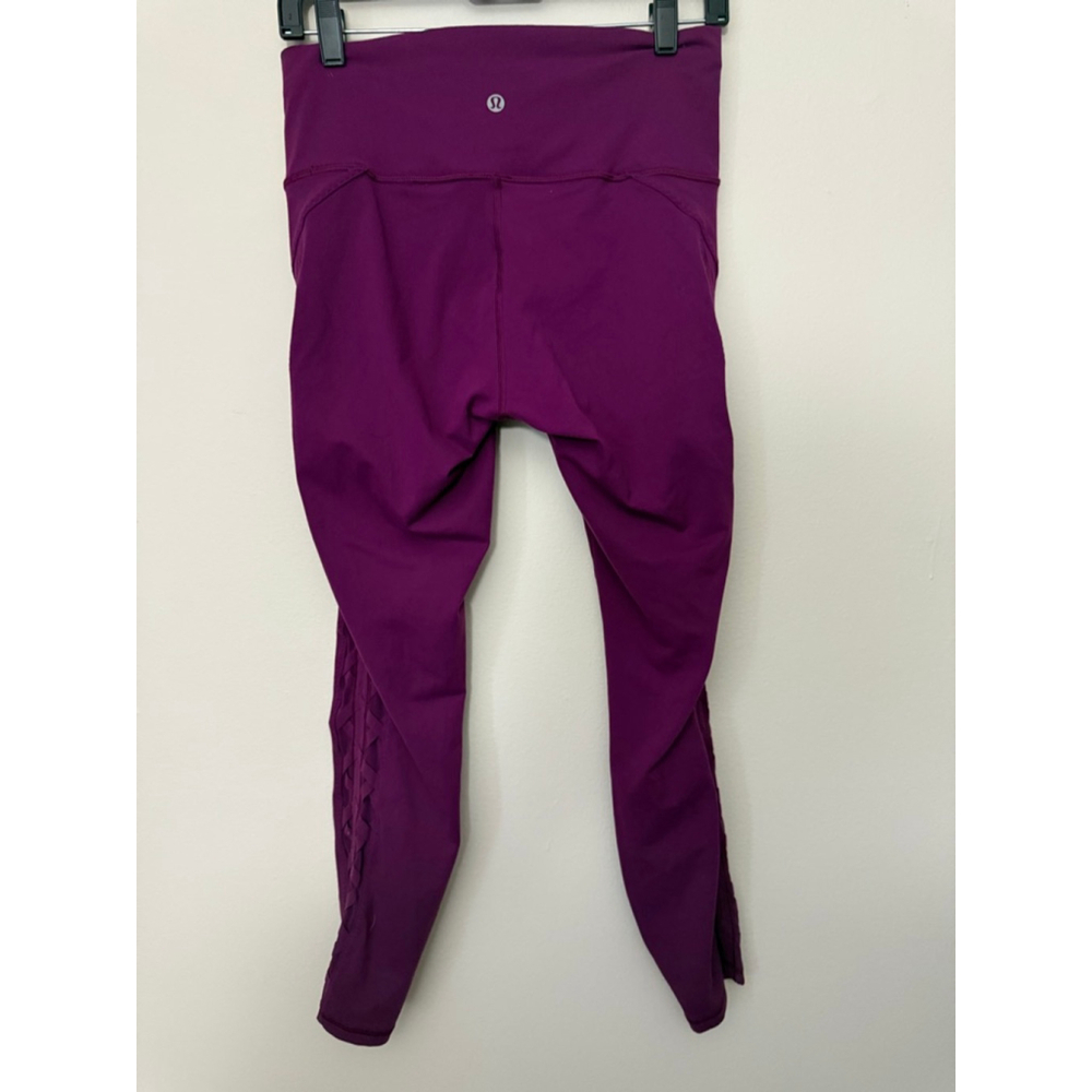 Women's Lululemon Purple High Times Rhythm Leggings with Criss Cross Detail - Picture 3 of 5